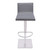 Armen Living Crystal Barstool in Brushed Stainless Steel finish with Grey Faux Leather and Walnut Back