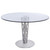 Armen Living Crystal 48" Round Dining Table in Gray Walnut Veneer column and Brushed Stainless Steel finish with Clear Tempered Glass Top