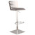 Armen Living Delmar Adjustable Brushed Stainless Steel Barstool in Gray Faux Leather