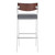 Dakota Mid-Century 32" Bar Height Barstool in Brushed Stainless Steel with Grey Faux Leather and Walnut Wood Finish Back