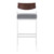 Dakota Mid-Century 28" Counter Height Barstool in Brushed Stainless Steel with Grey Faux Leather and Walnut Wood Finish Back