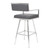 Armen Living Dylan 26" Counter Height Barstool in Brushed Stainless Steel and Vintage Grey Faux Leather