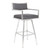 Armen Living Dylan 26" Counter Height Barstool in Brushed Stainless Steel and Vintage Grey Faux Leather