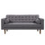 Armen Living Element Mid-Century Modern Loveseat in Dark Gray Linen and Walnut Legs