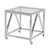 Armen Living Enessa Contemporary Square End Table with Wheels in Brushed Stainless Steel Finish with Tempered Glass Top