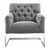 Armen Living Emily Contemporary Accent Chair in Brushed Stainless Steel with Grey Fabric