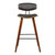 Armen Living Fox 26" Mid-Century Counter Height Barstool in Brown Faux Leather with Walnut Wood
