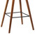 Armen Living Fox 30" Mid-Century Bar Height Barstool in Brown Faux Leather with Walnut Wood