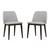 Armen Living Horizon Contemporary Dining Chair in Light Gray Fabric with Brown Wood Legs - Set of 2