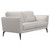 Armen Living Hope Contemporary Loveseat in Genuine Dove Grey Leather with Black Metal Legs