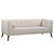 Armen Living Hudson Mid-Century Button-Tufted Sofa in Beige Linen and Walnut Legs