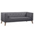 Armen Living Hudson Mid-Century Button-Tufted Sofa in Dark Gray Linen and Walnut Legs