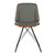 Armen Living Inez Mid-Century Dining Chair in Gray Faux Leather with Black Powder Coated Metal Legs and Walnut Veneer Back