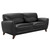 Armen Living Jedd Contemporary Sofa in Genuine Black Leather with Brown Wood Legs