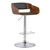 Armen Living Jenny Mid-Century Adjustable Swivel Barstool in Chrome finish with Black Faux Leather and Walnut Wood