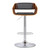 Armen Living Jenny Mid-Century Adjustable Swivel Barstool in Chrome finish with Black Faux Leather and Walnut Wood