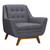 Janson Mid-Century Sofa Chair in Champagne WoodÃ‚Â Finish and Dark Grey Fabric