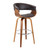 Armen Living Julyssa 26" Mid-Century Swivel Counter Height Barstool in Brown Faux Leather with Walnut Wood