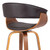 Armen Living Julyssa 30" Mid-Century Swivel Bar Height Barstool in Brown Faux Leather with Walnut Wood