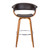 Armen Living Julyssa 30" Mid-Century Swivel Bar Height Barstool in Brown Faux Leather with Walnut Wood