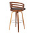 Armen living Jayden 30" Mid-Century Swivel Bar Height Barstool in Brown Faux Leather with Walnut Veneer