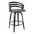 Jayden Contemporary 30"Ã‚Â Bar HeightÃ‚Â Swivel Barstool in Black Brush Wood Finish and Grey Faux Leather