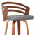 Armen living Jayden 30" Mid-Century Swivel Bar Height Barstool in Grey Faux Leather with Walnut Veneer