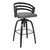 Kiara Contemporary Adjustable Barstool in Black Brushed Wood Finish and Grey Faux Leather