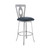 Lola Contemporary 30" Bar Height Barstool in Brushed Stainless Steel Finish and Grey Faux Leather