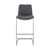 Lucas Contemporary 26" Counter Height Barstool in Brushed Stainless Steel Finish and Grey Faux Leather