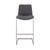 Lucas Contemporary 30" Bar Height Barstool in Brushed Stainless Steel Finish and Grey Faux Leather