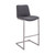 Lucas Contemporary 30" Bar Height Barstool in Brushed Stainless Steel Finish and Grey Faux Leather