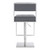 Michele Contemporary Swivel Barstool in Brushed Stainless Steel and Grey Faux Leather