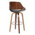 Mona Contemporary 26" Counter HeightÃ‚Â Swivel Barstool in Walnut Wood Finish and Grey Faux Leather