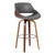 Mona Contemporary 26" Counter HeightÃ‚Â Swivel Barstool in Walnut Wood Finish and Grey Faux Leather