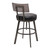 Montreal Mid-Century Adjustable Barstool in Mineral Finish with Black Faux Leather and Grey Walnut Wood Finish Back