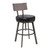 Montreal Mid-Century Adjustable Barstool in Mineral Finish with Black Faux Leather and Grey Walnut Wood Finish Back