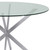 Armen Living Mystere Round Dining Table in Brushed Stainless Steel with Clear Tempered Glass Top