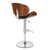 Armen Living Naples Swivel Barstool in Chrome finish with Black Faux Leather and Walnut Veneer Back