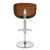 Armen Living Naples Swivel Barstool in Chrome finish with Black Faux Leather and Walnut Veneer Back