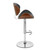 Armen Living Naples Swivel Barstool in Chrome finish with Black Faux Leather and Walnut Veneer Back