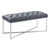 Armen Living Noel Contemporary Bench in Slate Grey Linen and Brushed Stainless Steel Finish