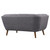 Armen Living Phantom Mid-Century Modern Loveseat in Dark Gray Linen and Walnut Legs