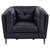 Primrose Contemporary Chair in Dark Metal Finish and Navy Genuine Leather