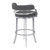 Armen Living Prinz 26" Counter Height Metal Swivel Barstool in Gray Faux Leather with Brushed Stainless Steel Finish