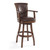 Armen Living Raleigh Arm 26" Counter Height Swivel Wood Barstool in Chestnut Finish and Kahlua Faux Leather