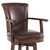 Armen Living Raleigh Arm 26" Counter Height Swivel Wood Barstool in Chestnut Finish and Kahlua Faux Leather