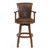 Armen Living Raleigh Arm 26" Counter Height Swivel Wood Barstool in Chestnut Finish and Kahlua Faux Leather