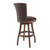 Armen Living Raleigh 26" Counter Height Swivel Wood Barstool in Chestnut Finish and Kahlua Faux Leather