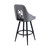 Ruby Contemporary 26" Counter Height Barstool in Black Powder Coated Finish and Grey Faux Leather